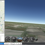 Screenshot of Jill on flight sim; she says she couldn't go slow enough to accurately replicate the approach. Click to enlarge.