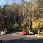 The edge of the parking lot where she was grabbed. Click to enlarge.